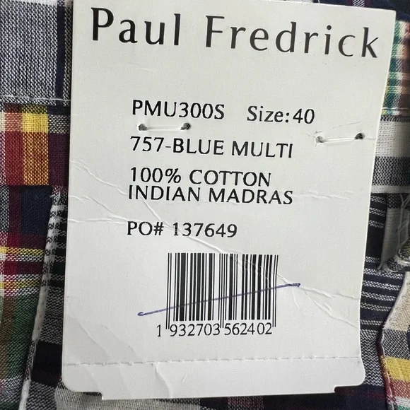 NWT Madras Bermuda Shorts India Cotton Plaid Patchwork Preppy Mens 40 P Fredrick - Picture 8 of 8